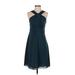 The Limited Cocktail Dress - A-Line: Teal Solid Dresses - Women's Size 4