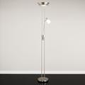 Mother and Child Floor Lamp - Uplighter & Adjustable Reading Lamp - Satin Silver - Complete With LED Bulbs
