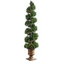 WeRChristmas Pre-Lit Spiral Potted Christmas Tree with 150 Chasing Warm LED Lights, Multi-Colour, 6 feet/1.8m