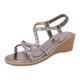 Wedge Sandals, Women's Platform, Summer Sandals, Comfort Summer Shoes, Open Toe Shoes, Slingback Sandals, Flat Roman Rhinestone T-Strap for Women, Toe Post Sandals, Mules, Non-Slip Sandals, gray, 8 UK