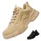 Bawalon Steel Cap Trainers Mens Womens Waterproof Work Trainers, Lightweight Wide Fit Safety Shoes Trainers for Men Women Beige 10 UK (Label Size:46)