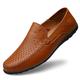 SSWERWEQ Mens Shoes Men's Leather Casual Shoes Dress Loafers Breathable Slip-On Boat Shoes Plus Size (Color : Brown, Size : 7)