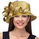 PGTEN Women's Satin Dress Church Hats with Rhinestones, Gold, Medium