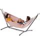 VonHaus 2 Person Hammock with Stand - Double Hammock w/Steel Metal Frame - Orange Striped Freestanding Cotton Hammock – Dual Standing Hammock for Couple - Outdoor, Patio, Terrace & Garden Furniture