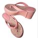 Coach Shoes | Coach Logos Bubblegum Barbie Vacation Franki Platform Wedge Thong Flip Flop | Color: Gold/Pink | Size: 7