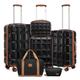 Kono Luggage Sets of 6 Rigid Travel Suitcases Cabin/Medium/Large Trolley Case with Travel Bag and Toiletry Bag ABS Lightweight Carry Ons Suitcase Sets with TSA Lock(Black/Brown,6 Piece Set)