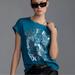 Anthropologie Tops | Anthro Letluv Teal Queen Tour 1975 Metallic Foil Graphic Tee T-Shirt S | Color: Blue/Green | Size: S