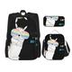 MDATT Kawaii Backpack with Lunch Box Set 3 in 1pencil Case Bundle Matching Combo,Funny Llama Wearing Rainbow Glasses