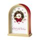 Howard Miller Carols of Christmas II Table Clock 645-424 – Satin Brass Finish, Red Marble Tone Sides, Decorative Wreath Center, 12 Musical Carols, Quartz Movement