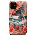 Hülle für iPhone 11 Piano Ornament Aquarell Blumen Musik Klavier