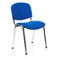 3WM ISO Stacking Chair Blue Fabric Chrome Frame Without Arms