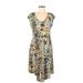 Simply Vera Vera Wang Casual Dress: Tan Paint Splatter Print Dresses - Women's Size Medium