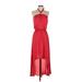 White House Black Market Casual Dress - High/Low Halter Sleeveless: Red Solid Dresses - Women's Size 00