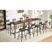 Pub High Dining Table 5 Piece Set,Pub Table,4 PU Leather Bar Chairs Breakfast Table,Rustic Brown,47.2″L x 23.6"W x 35.4"H