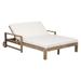 Farmhouse Acacia Wood Outdoor Sunbed with Wheels and Adjustable Backrest, Weather-resistant Cushions, Seating for 2 People