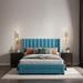 Queen Size Storage Bed Velvet Upholstered Platform Bed with Drawer, Blue