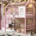 Elegant House Shape Sturdy Metal Frame Loft Bed with roof design and a storage box, Twin, High-quality , Space-saving, Pink