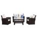 Outdoor Patio PE Rattan Wicker 4 Seat Conversation Sofa Set