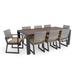 Milo 9 Piece Sunbrella Outdoor Patio Grey Dining Set - Maxim Beige