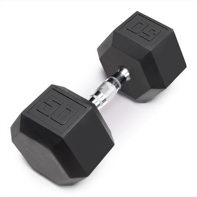 Rubber Hex Dumbbell 50 lbs SINGLE for Home Gym