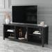 Black Solid Wood Universal TV Stand with Doors and Open Shelves for TVs up to 60" Storage Entertainment Center, Black