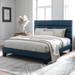 Queen Size Platform Bed Frame with Fabric Upholstered Headboard and Wooden Slats Support, Fully Upholstered Mattress Foundation