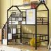 Metal Loft Bed with roof design and a storage box, Twin