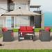 Red 4-piece Outdoor Patio Furniture Conversation Set