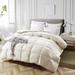 Feathers Down Comforter Super King, Cooling Feathers Down Duvet for Warm Weather, Organic Cotton, 750 Fill Power Down Duvet