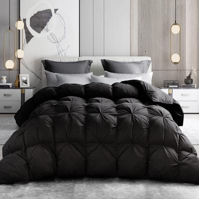 Luxury Pinch Pleat Cal King Medium Warmth Goose Down Comforter All Season, Down-Proof Cover Feathers Down Bedding Duvet Insert