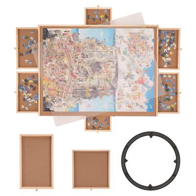 1500 Piece Puzzle Board Drawer Cover Portable Wooden Jigsaw