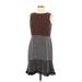 Ann Taylor Casual Dress - High/Low: Brown Jacquard Dresses - Women's Size 6 Petite