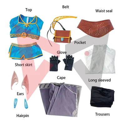 Neue Prinzessin Zelda Cosplay Kostüm Legende Tears Of The Kingdom Hemd Rock Umhang Hosen Frau Image