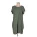 Terra & Sky Casual Dress - Shift: Green Solid Dresses - Women's Size 0