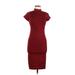 Zara W&B Collection Casual Dress - Bodycon Mock Short sleeves: Red Solid Dresses - Women's Size Small