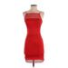 Topshop Casual Dress - Mini Square Sleeveless: Red Solid Dresses - Women's Size 2