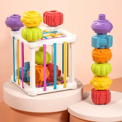 Baby Montessori Spielzeug bunte Würfel Sortier spiel Form blöcke Lernspiel zeug Spiel für Baby Image