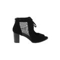 Ankle Boots: Black Shoes - Women's Size 10 - Peep Toe