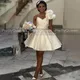 Puffy A Line Short Bridesmaid Dresses With Bow One Shoulder Sleeveless Mini Wedding Party Dress Maid