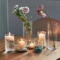 Ribbed Cylinder Glass Candle Holder Home Decor Pillar Candles Glass Vase Floating Candle Wedding