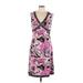 Tahari by ASL Casual Dress - Sheath V Neck Sleeveless: Pink Floral Dresses - Women's Size 10