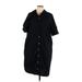 Old Navy Casual Dress - Shirtdress High Neck Short sleeves: Black Print Dresses - Women's Size Large Tall