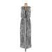 White House Black Market Casual Dress - Maxi: Gray Graphic Dresses - Women's Size 12