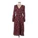 Knox Rose Casual Dress - Midi: Burgundy Floral Motif Dresses - Women's Size Medium