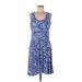 Old Navy Casual Dress - Fit & Flare: Blue Graphic Dresses - Women's Size Large
