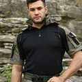 HAN WILD Men's Shirt Tactical Safari Military T-shirt Army Combat Shirts Hooded Men Clothing Hunting