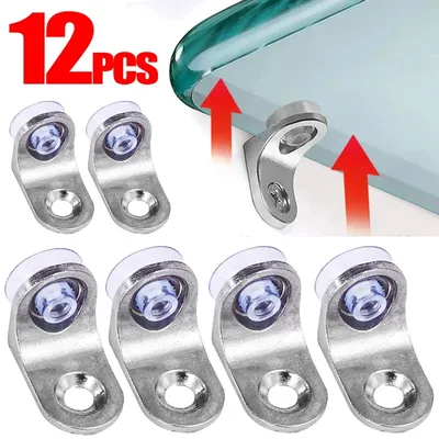 12/1Pcs Glass Shelf Bracket Holder with Suction Cup Steel Studs Peg Wardrobes Closet Partition Support Brackets Home Improvement