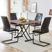 Rosefray Minimalist Lifting Table w/ Wood Grain Top & 4 Faux Leather Chairs, Black Metal Frame Wood/Metal in Brown/Gray | Wayfair eih-do-711057