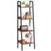 Country Rustic 4-Tier Ladder Shelf | Ample Storage, Sturdy & Stable, Versatile Design in Black/Brown Accentuations by Manhattan Comfort | Wayfair