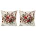 429923_Ambesonne Flowers Throw Pillow Cover 2Pack Tender Floral Marble Print Microfiber in Green/Pink/Red | 24 H x 24 W x 1 D in | Wayfair